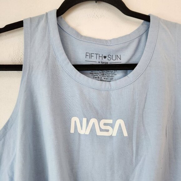Fifth Sun NASA Tank Top Blue Tie Front T-Shirt Tee Women's XL - Picture 4 of 7
